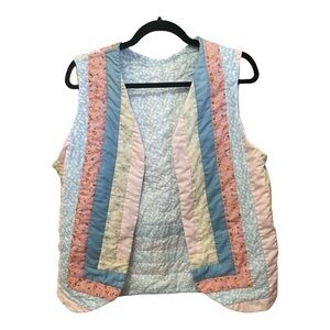 28.) VTG Reversible Handmade Quilted Patchwork Vest Large